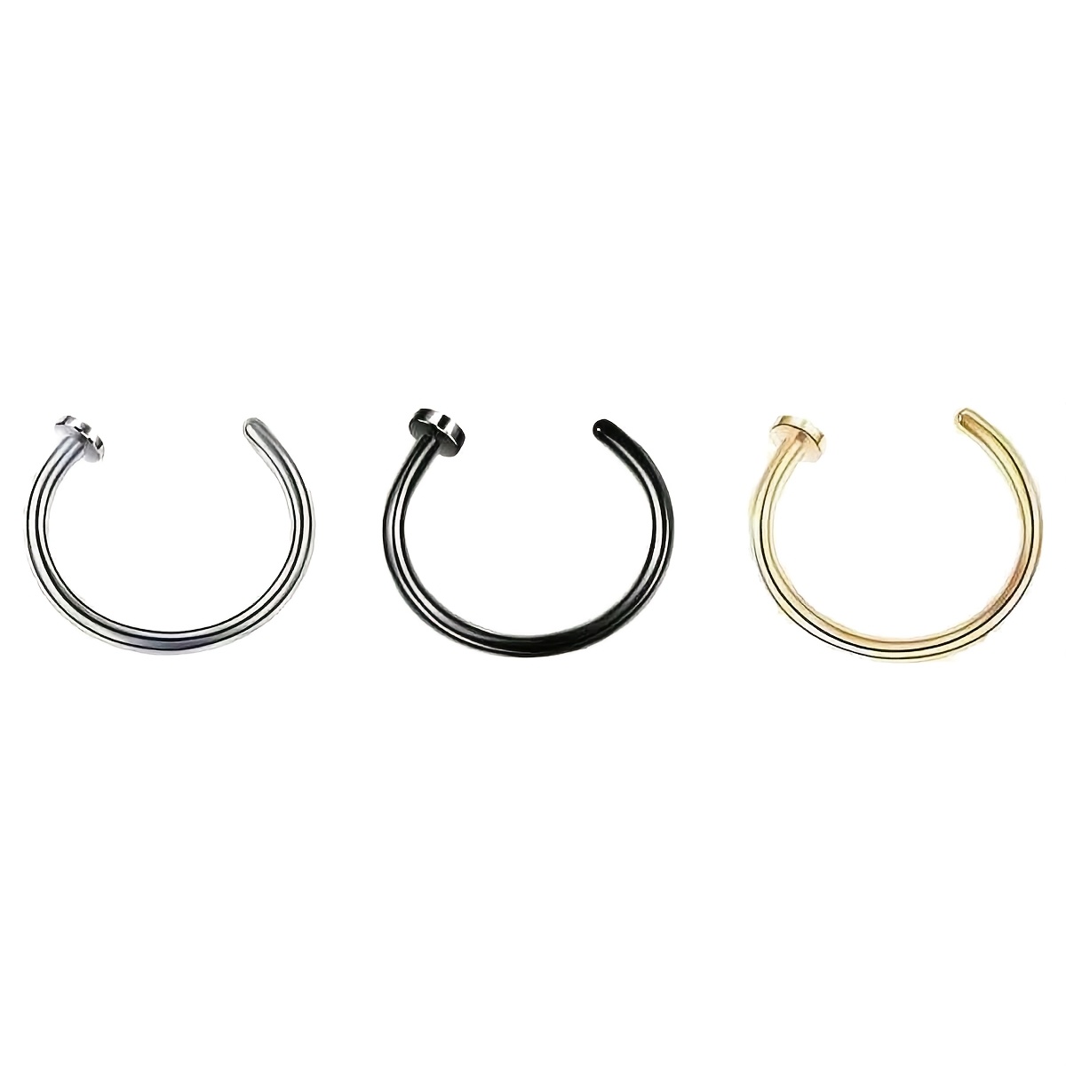 1/3/5pcs Women Fake Piercing Nose Ring C Shape Lip Ring Set